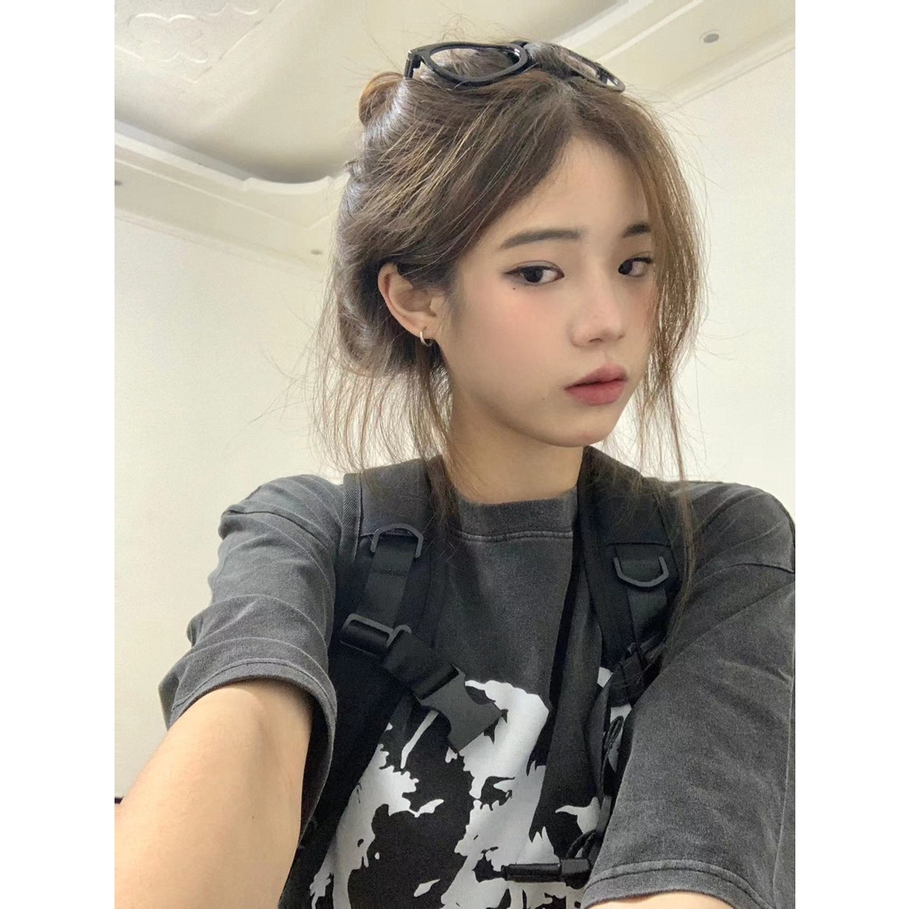 NRVP Áo Thun Đen 100% Cotton Tay Ngắn Dáng Rộng Phong Cách Hàn Quốc Cho Nữ Có Size 5XL