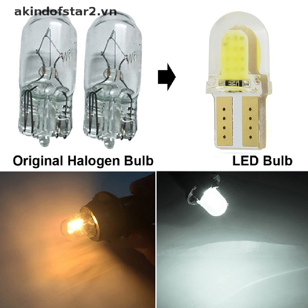Set 10 Đèn LED Vỏ Silicone Gắn Cửa Xe Hơi T10 194 W5W COB akindofstar2.vn} T10 194 W5W