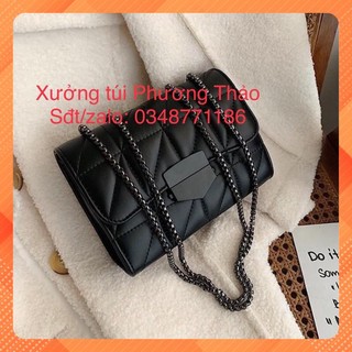 Túi Đeo Chéo Nữ ♥️FREESHIP♥️ Túi Đeo Vai Thời Trang Hàn Quốc Dây Xích Đen HQ 143 CHUẨN TỪNG CHI TIẾT