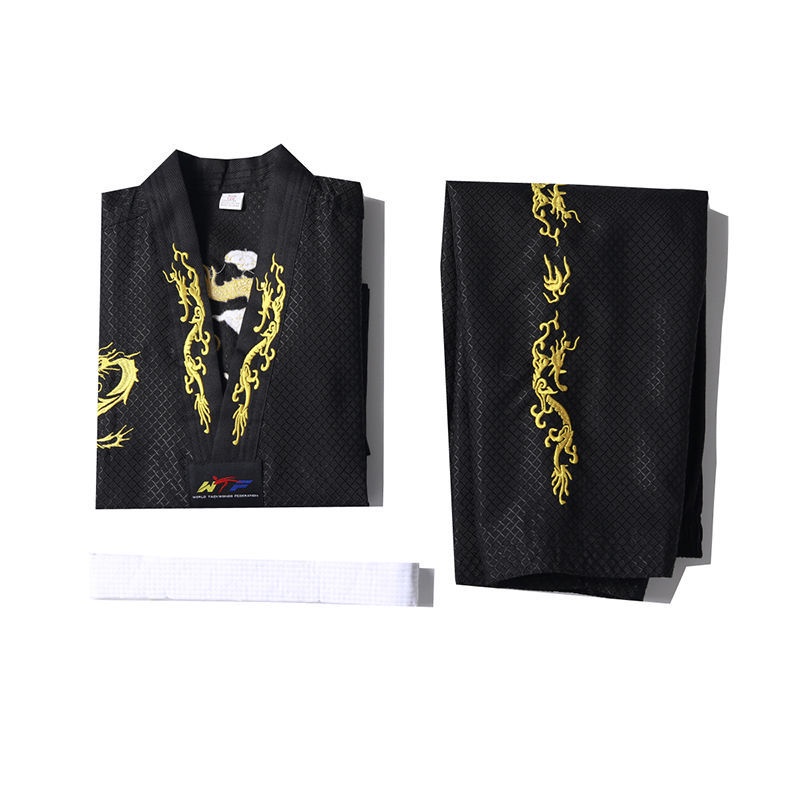 Đồng Phục Tập Võ Taekwondo Chuyên Nghiệp Màu Đen Phong Cách Trung Hoa