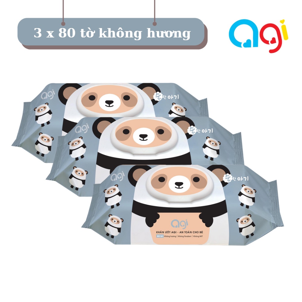 [HCM][GIAO 2H]Khăn ướt Agi 80 tờ không hương - Con panda/Mèo