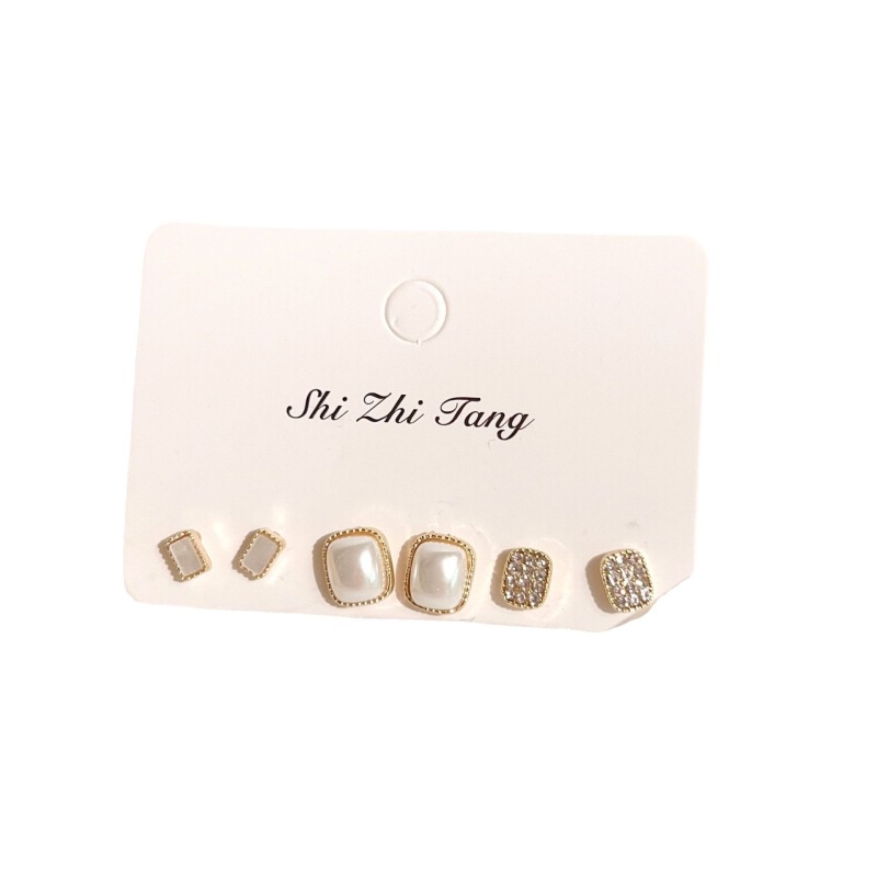 Bộ Bông Tai Ba Món Bằng Bạc 925 Đính Kim Cương Và Ngọc Trai Nhân Tạo Phong Cách Mới