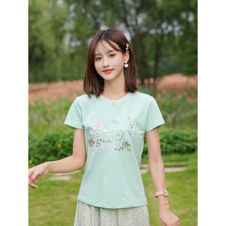 Áo một màu áo thun ngắn tay mùa hè thời trang