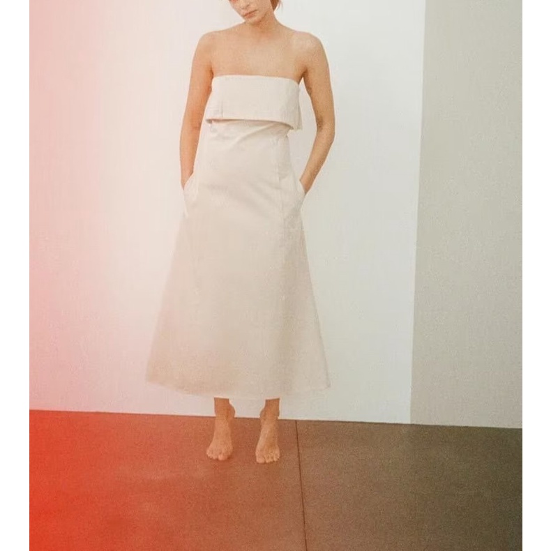 Zara Áo Khoác COTTON Dáng Dài Trễ Vai Thời Trang Mùa Xuân Quyến Rũ Cho Nữ 3152316