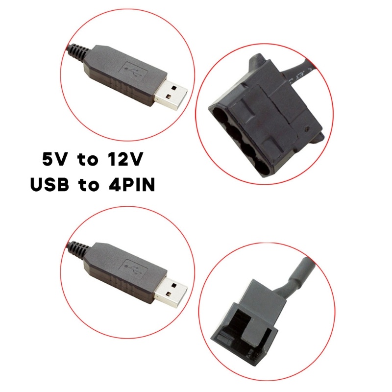 Cáp chuyển đổi quạt máy tính LI USB sang 4Pin 5V sang 12V Đầu nối cáp nguồn 4Pin