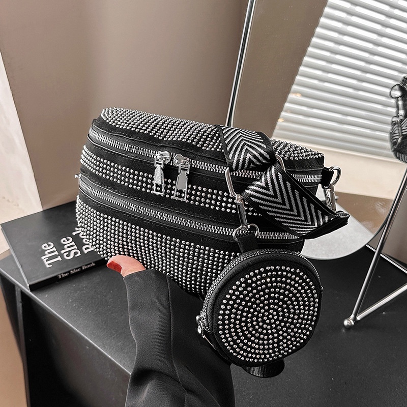 Túi Đeo Chéo Ngực Cỡ Nhỏ Đính Kim Cương Giả Hợp Thời Trang Dễ Phối Đồ Cho Nữ
