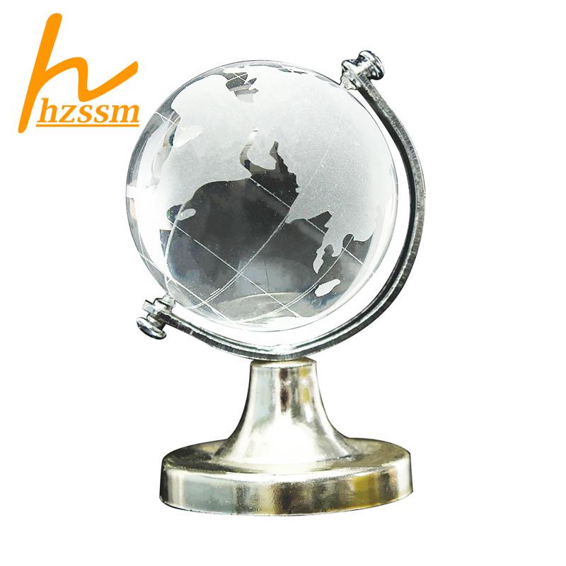Quả Địa Cầu Pha Lê Bằng Thủy Tinh Mờ Có Giá Đỡ Để Bàn Trang Trí Nhà Cửa /