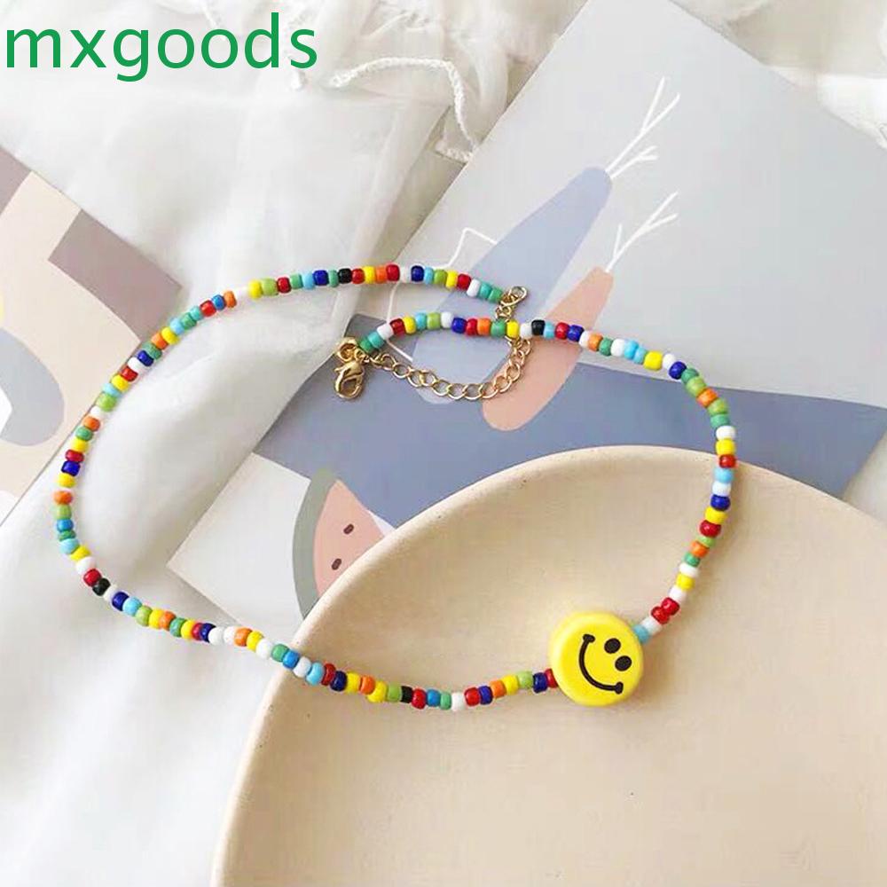 Vòng cổ choker chuỗi hạt nhỏ mặt hình mặt cười cầu vồng phong cách Hàn Quốc thời trang dành cho nữ