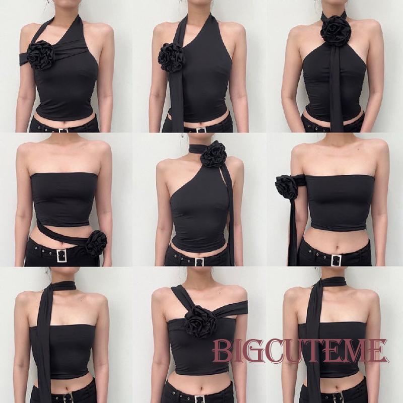 Áo Thun Sát Nách Màu Trơn Họa Tiết Hoa 3D Dành Cho Nữ