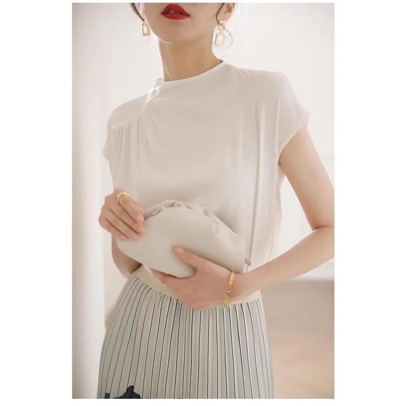 Áo Sơ Mi Trễ Vai Xếp Ly Thoáng Khí Phong Cách Mới