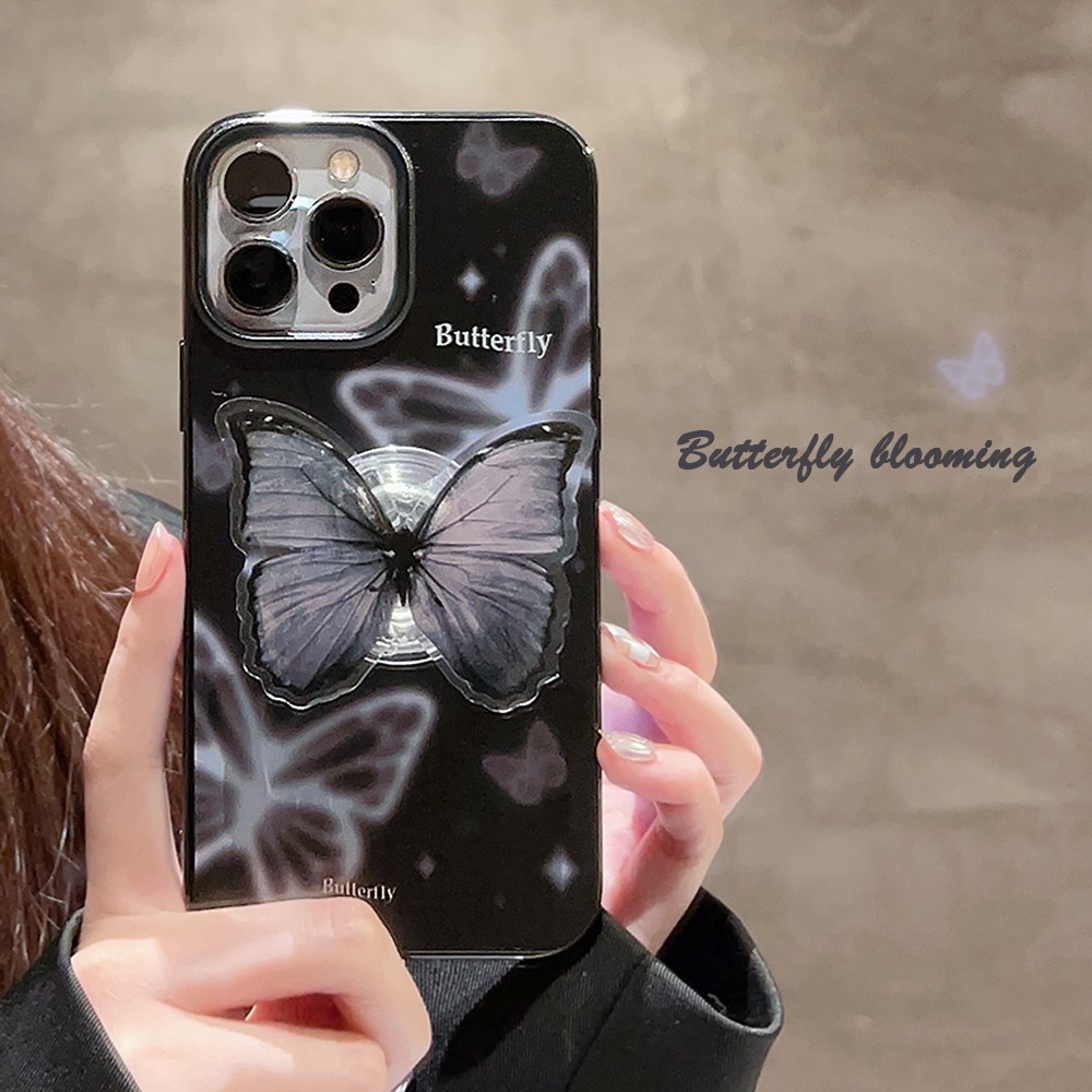 Ốp Điện Thoại Silicon Họa Tiết Bươm Bướm Kèm Giá Đỡ Cho Iphone SE2020 7 / 8 Plus 14 X XR XM 11 12 MINI 13 PRO MAX AT0104