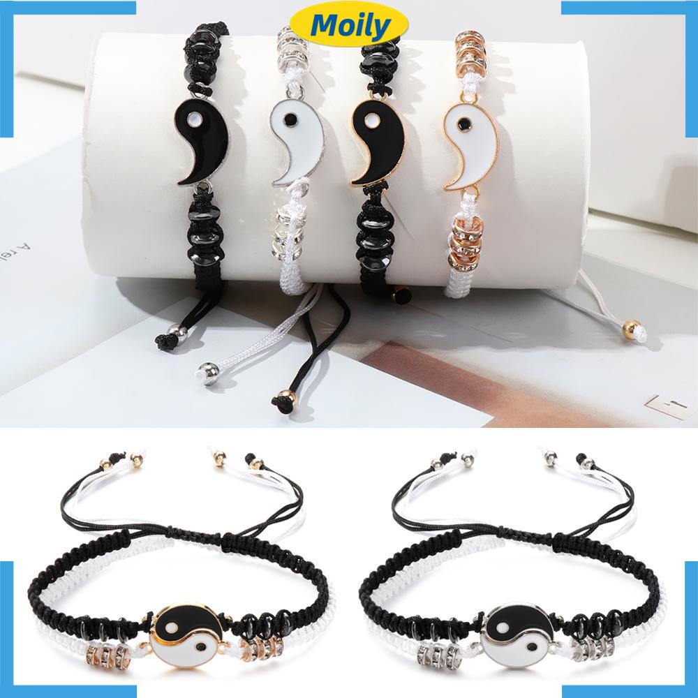 Vòng Tay Bện Dây Mặt Âm Dương Nhiều Màu Thời Trang