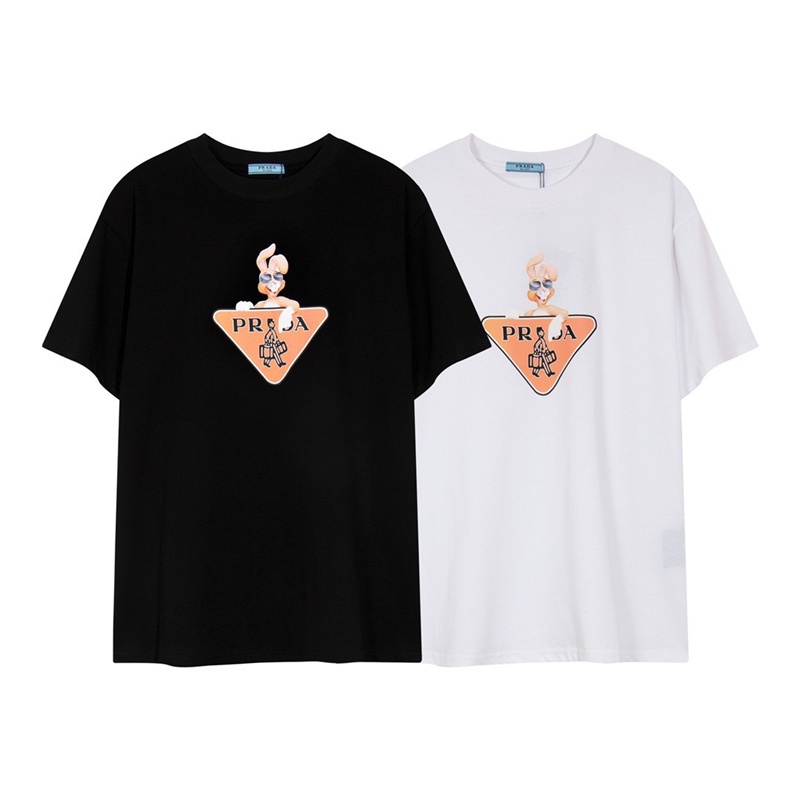 Áo Thun Tay Ngắn Chất Liệu Cotton In Họa Tiết Thỏ / Tam Giác Plus Size Cho Nam Nữ