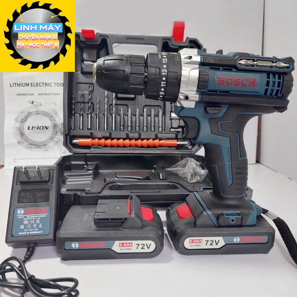 Máy Khoan pin 72v Boss, Máy vặn vít 3 Chức năng Có Búa Tặng Kèm Bộ Phụ Kiện 24 Chi Tiết CHÍNH HÃNG linh máy LINH MÁY