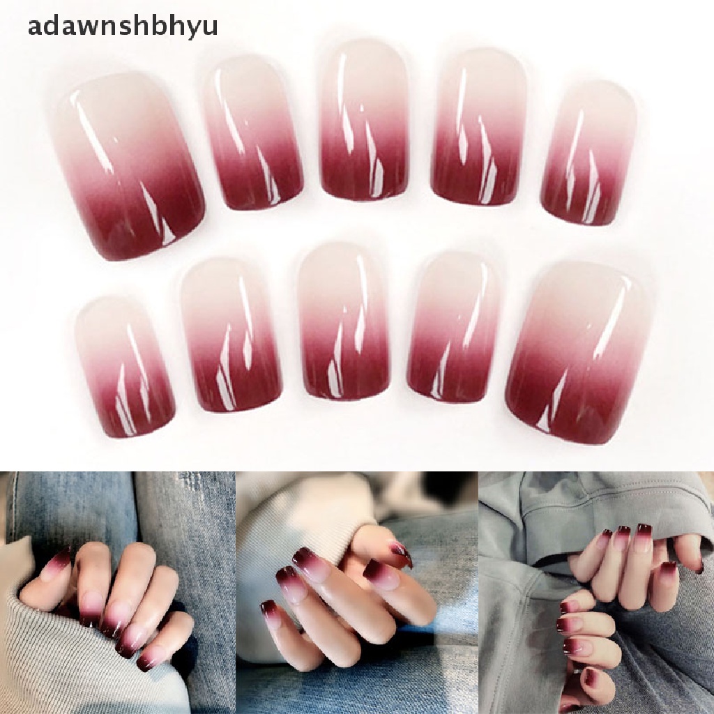 Bộ 24 Móng Tay Giả Dài Màu Gradient Kèm Keo Dán Tiện Dụng