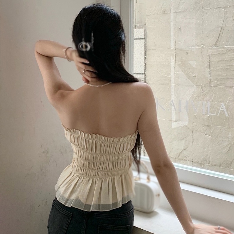 Áo Croptop Trễ Vai Màu Sắc Trơn Thiết Kế Lệch Tà Quyến Rũ Thời Trang Phong Cách Hàn Quốc