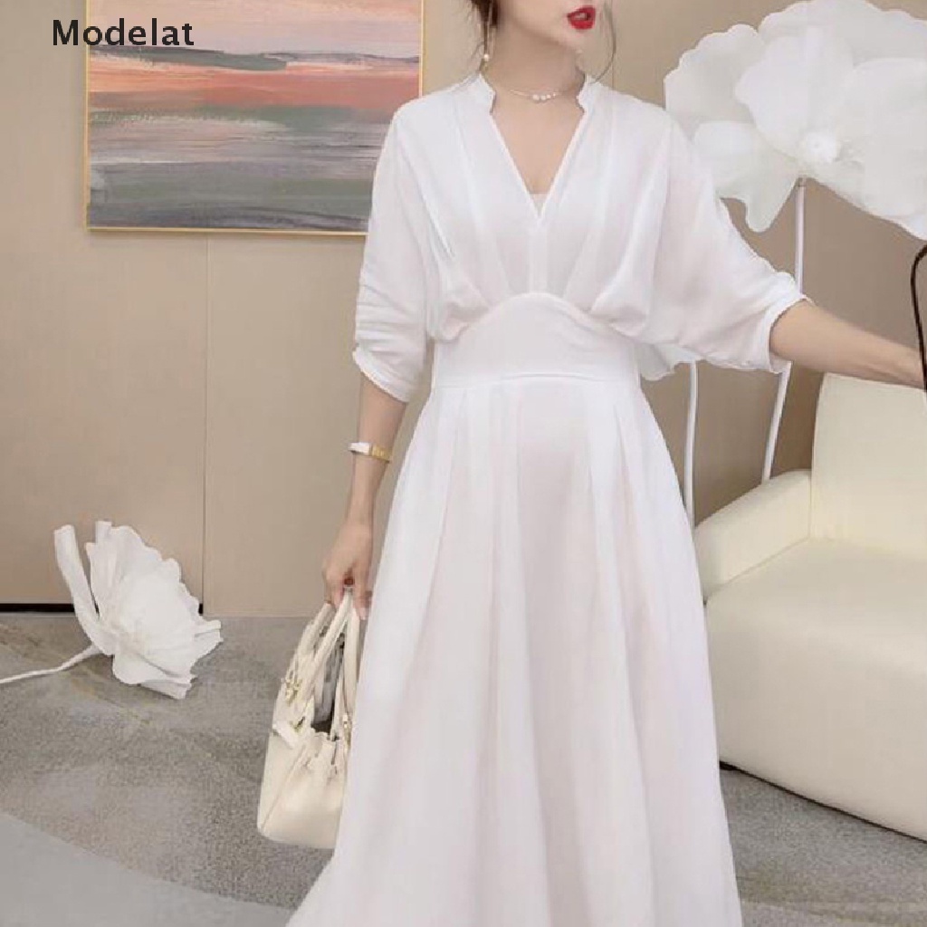 Mfc Đầm Sơ Mi Tay Lửng Cổ Chữ V Dáng Ôm Thời Trang Mùa Hè Dành Cho Nữ