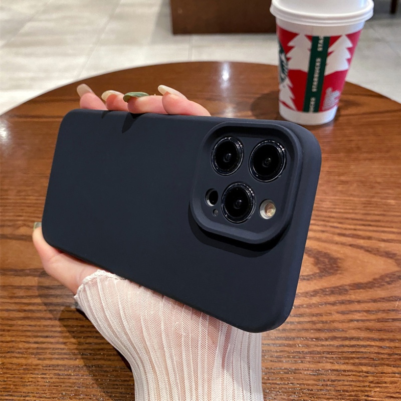 Ốp Điện Thoại Silicon Dẻo Mềm Bo Viền Bảo Vệ Camera Chống Sốc Sang Trọng Cho iPhone 14 13 12 11 Pro Max 14Plus 14Pro