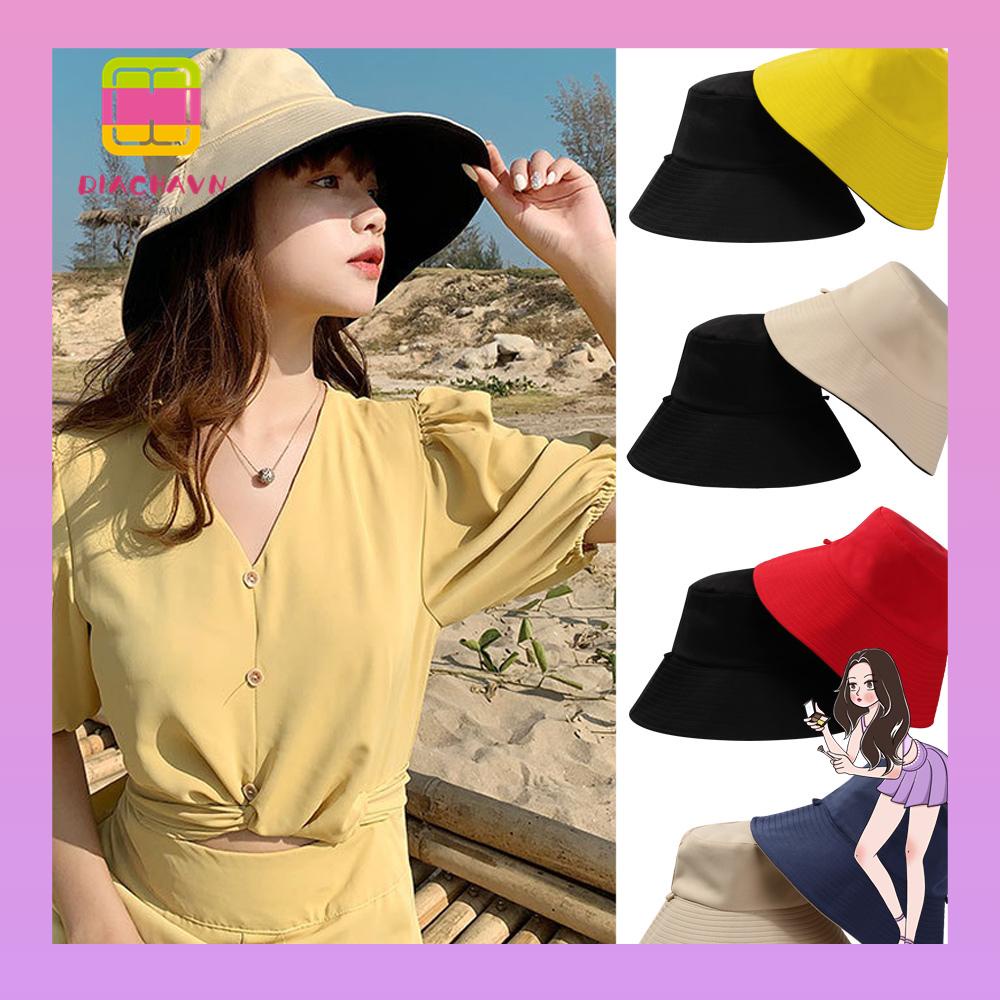 Nón Tai Bèo Hai Mặt Chống Tia UV Vành Rộng Có Dây Đeo Thời Trang Xuân Hè