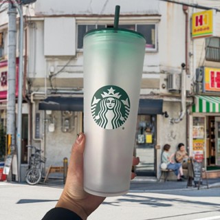  Hàng Có Sẵn  CốC Starbucks Mờ Tái Sử Dụng 710Ml 24Oz Cốc Nhựa Đôi Có Nắp Và Cốc Ống Hút 