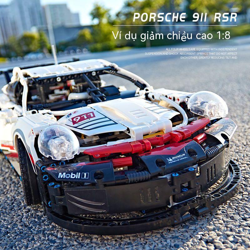 Tương thích Lego lắp ráp Porsche 911RSR mô hình xe điều khiển từ xa quà tặng bé trai khối xây dựng đồ chơi