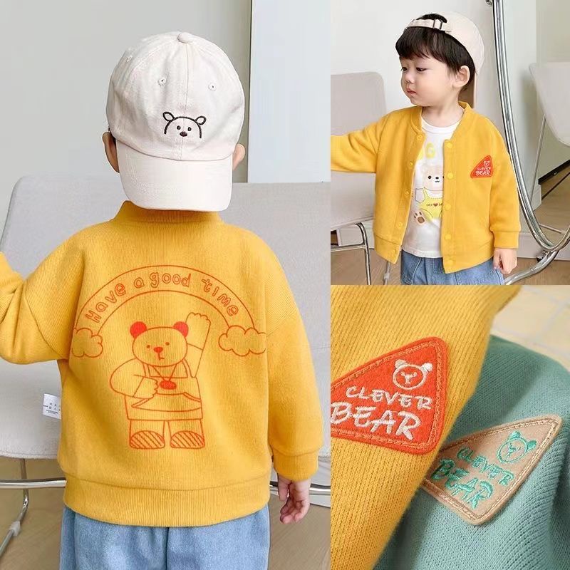 Áo Khoác Cardigan Dệt Kim Phong Cách Xuân Thu Hợp Thời Trang Cho Bé Trai