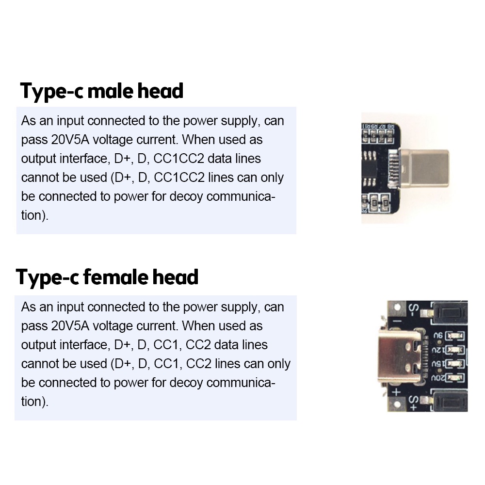 Mô-đun nguồn điện áp có thể điều chỉnh DIYMORE kích hoạt QC PD USB-C 9V 12V 15V 20V DC đầu vào Type-C 5A