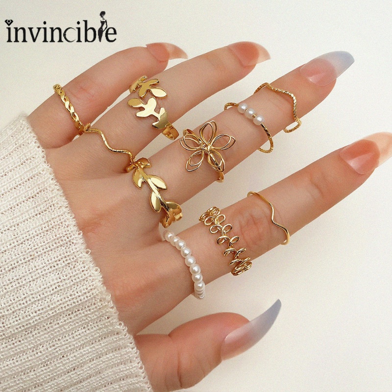 Set 10 Nhẫn Kim Loại Nhiều Màu Sắc Phong Cách Bohemian Dành Cho Nữ