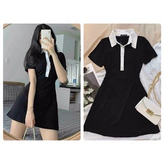 Đầm thun nữ polo dáng xoè basic