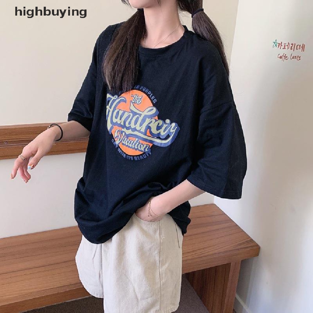 Áo Thun Nữ Tay Ngắn In Chữ Phong Cách Hàn Quốc