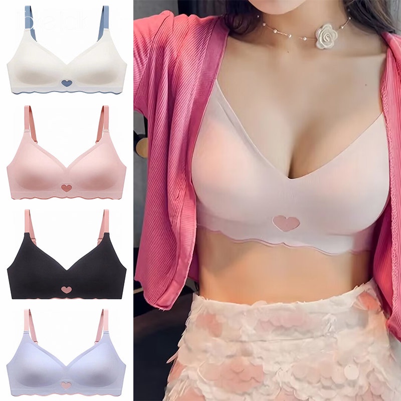 Take Talk Áo Ngực Lụa Siêu Mỏng Không Lộ Viền May Cúp Ngực Trang Trí Trái Tim Dễ Thương Thoải Mái Cho Bạn Gái