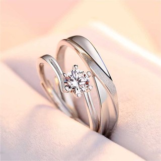 Nhẫn Titan Đính Đá Zircon Thời Trang Cho Cặp Đôi