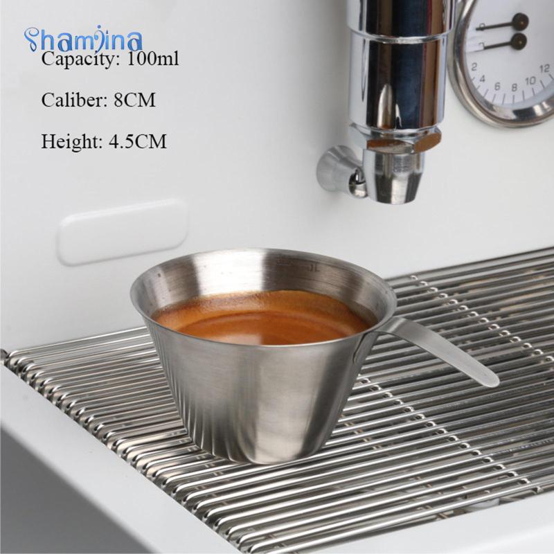 Cốc Cà Phê Espresso Nhỏ 100ml Với Lớn Hơn Cho Nhà Bếp Gia Đình, 304 cốc đo lường máy pha cà phê espresso cốc pha cà phê bằng thép không gỉ chiết cốc có quy mô 100ml