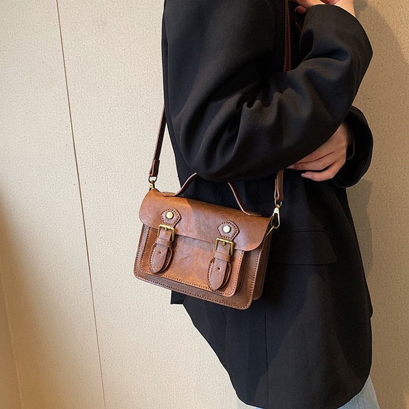 Túi Đeo Chéo Màu Sắc Tương Phản Phong Cách retro Cho Nữ