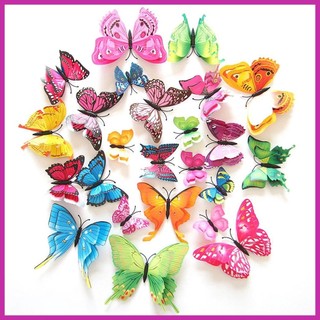 Set 12 bướm 3d có nam châm hít tủ lạnh trang trí nội thất diy