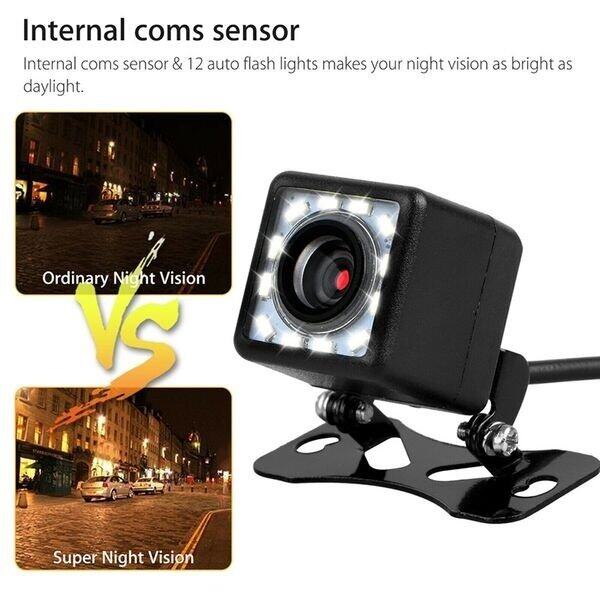 Camera lùi 8LED/12LED Đèn hậu xe biển được cắm vào camera lùi HD góc rộng phía sau tầm nhìn ban đêm không thấm nước
