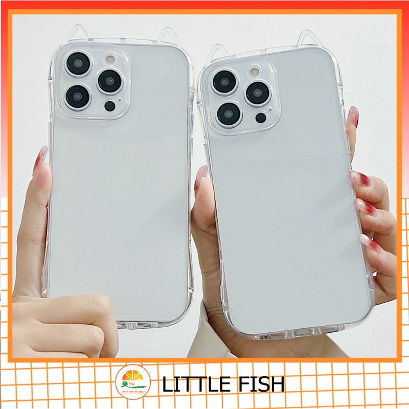 Ốp Điện Thoại Silicone Mềm Trong Suốt Chống Sốc In Hình Tai Mèo Cho iPhone 14 Pro Max 13 12 11 Pro Max X XR 8 7 Plus