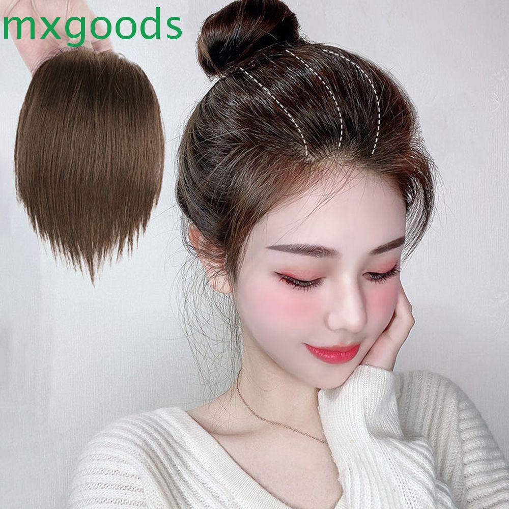 Đệm tóc giả nối dài tàng hình làm phồng mái xéo dạng ngắn không đường may thời trang cho nữ