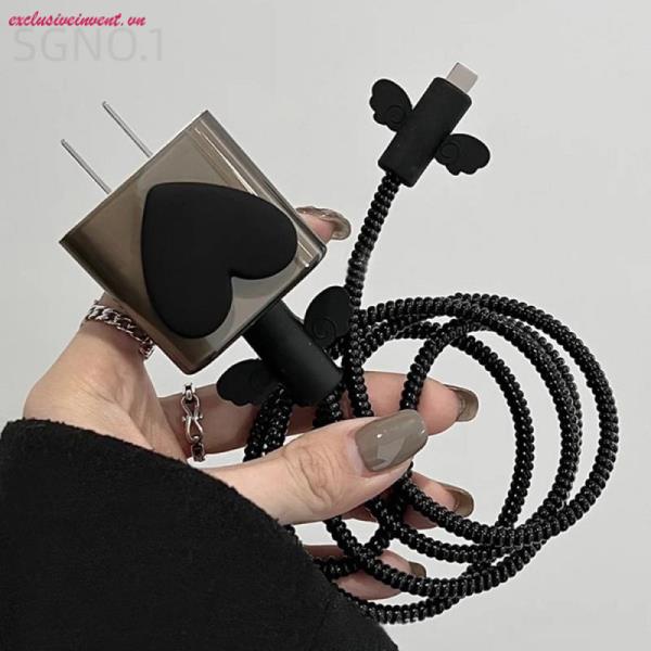 Ốp Điện Thoại TPU Mềm Trong Suốt Bảo Vệ Cáp Sạc USB Hình Tròn Hello Kitty Chuột Mickey Kuromi Cho Android