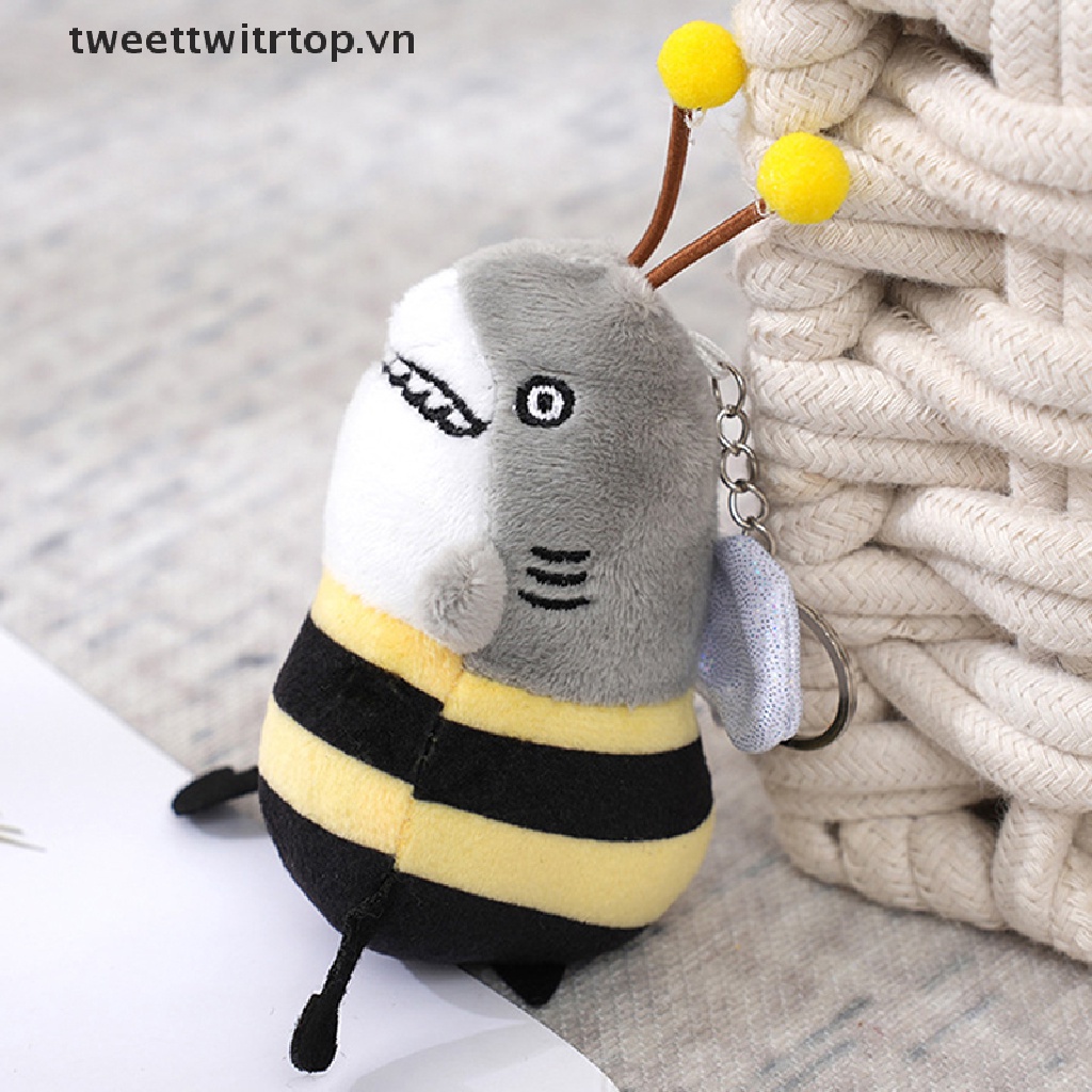 Đồ chơi nhồi bông Hình Cá Mập / Ong Mềm Mại Vui Nhộn Gắn Móc Khóa Cho Bé