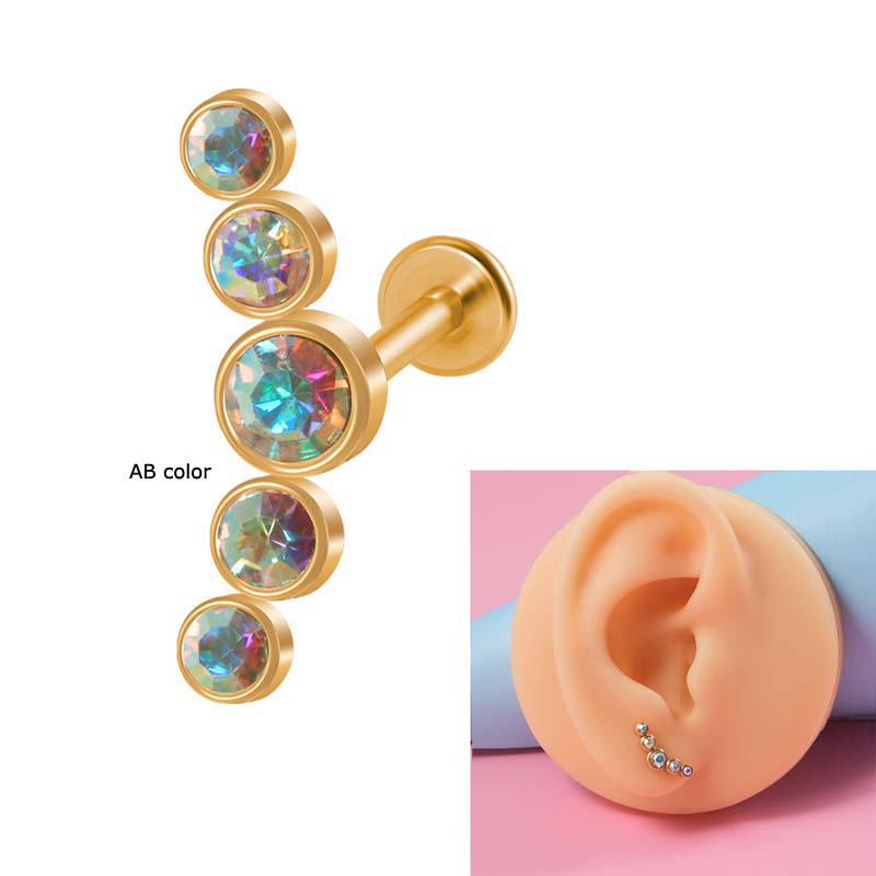 1 Khuyên Môi Dạng Vòng Cung Bằng Thép Không Gỉ Mạ Vàng 16Gauge