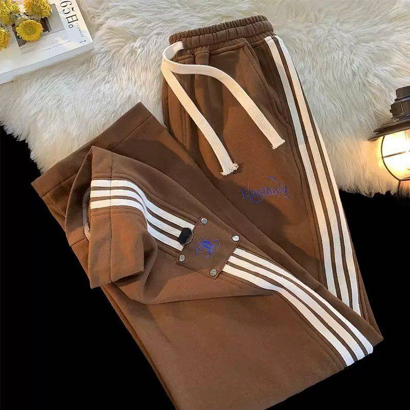 Quần Sweatpants rộng rãi chạy sọc phong cách Hong Kong trendy ins thời trang bình dân couple uHdw