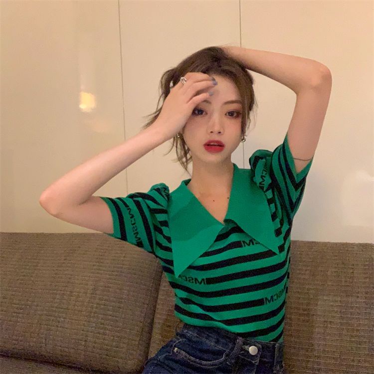 Áo Dệt Kim Kẻ Sọc Thời Trang Hè Cho Nữ