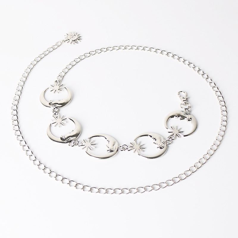 Thắt lưng dây xích Haimeikang mặt trăng và ngôi sao bằng kim loại thời trang cổ điển