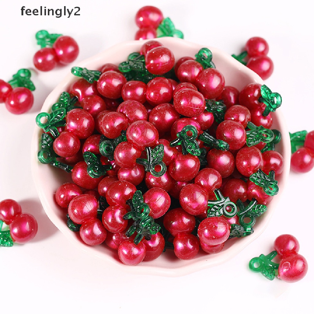 Bộ 10 Quả Cherry 3D Mini Bằng Nhựa Dùng Trang Trí Sổ Tay DIY