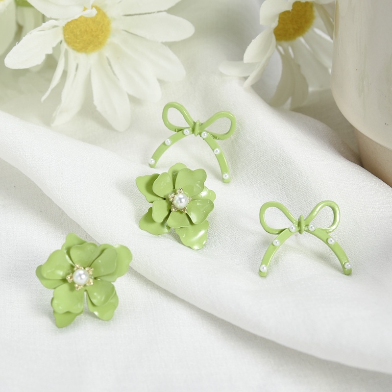 Bông Tai Hợp Kim Hình Hoa Đính Ngọc Trai / Nơ Phong Cách Hàn Quốc