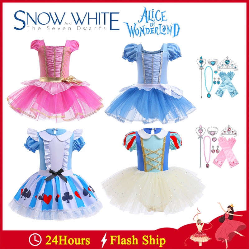 Đầm Xòe Tutu Phối Lưới Hóa Trang Công Chúa Bạch Tuyết / Alice in Wonderland Cho Bé Gái