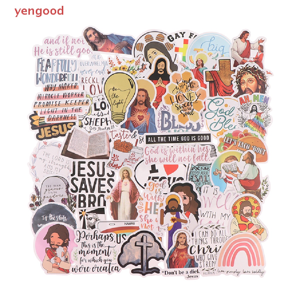 (YGD) 50Pcs Jesus Christians Cartoon Graffiti Stickers Laptop Skateboard Luggage Decal