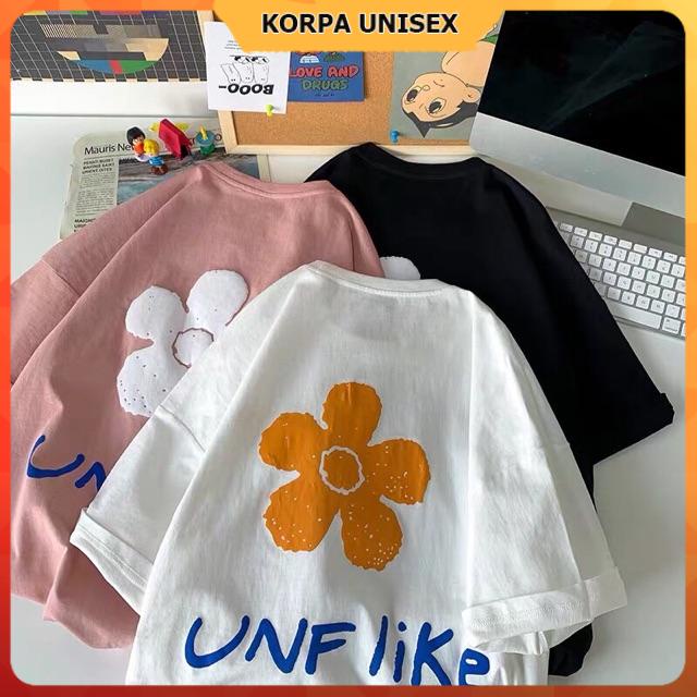 Áo thun tay lỡ form rộng hoa UNF Like - Unisex nam nữ đều mặc được