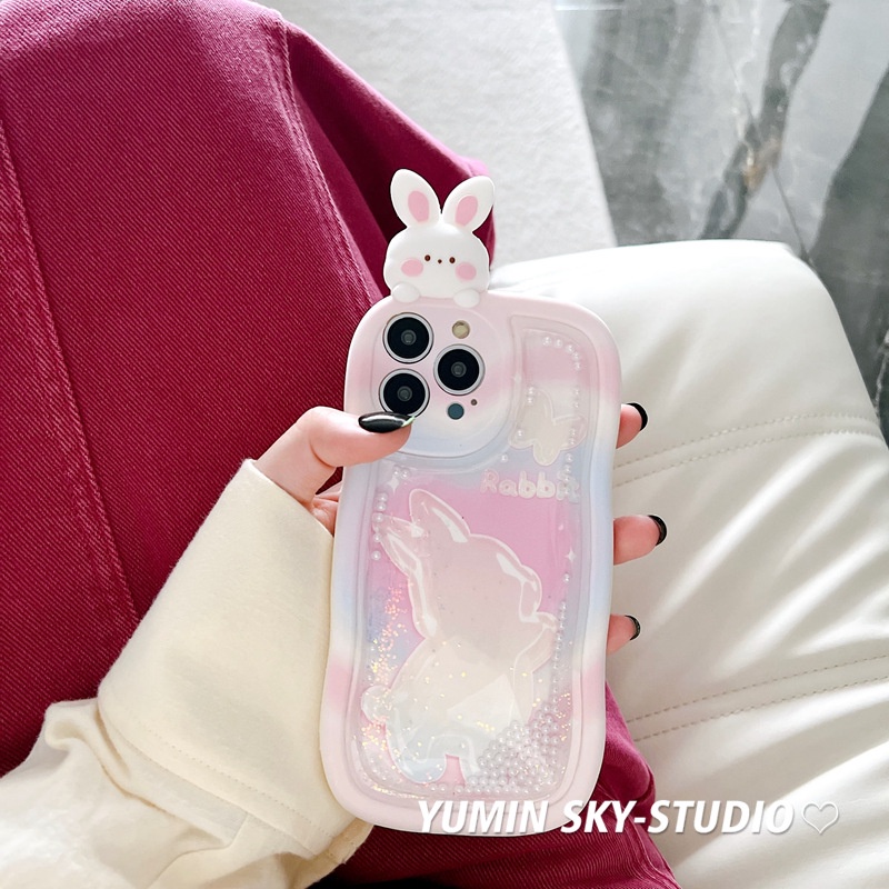 Ốp điện thoại mềm kim tuyến nước chống rơi hình thỏ thích hợp cho Iphone 14Promax 13 12 11 14pro 13Promax 13